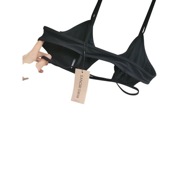 Sanori Sao Paulo Bikini Top Black Size Large Cut Outs Adjustable Straps Swim NEW - Picture 5 of 10